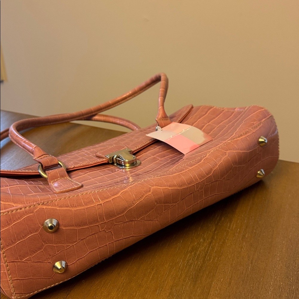 Pink Crocodile-Embossed Handbag - Picture 8 of 15